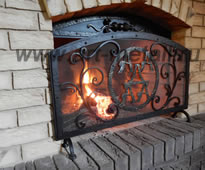 Wrought iron fireplace screen