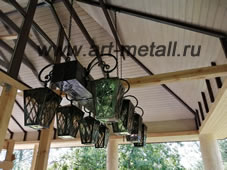 large wood wrought iron chandelier